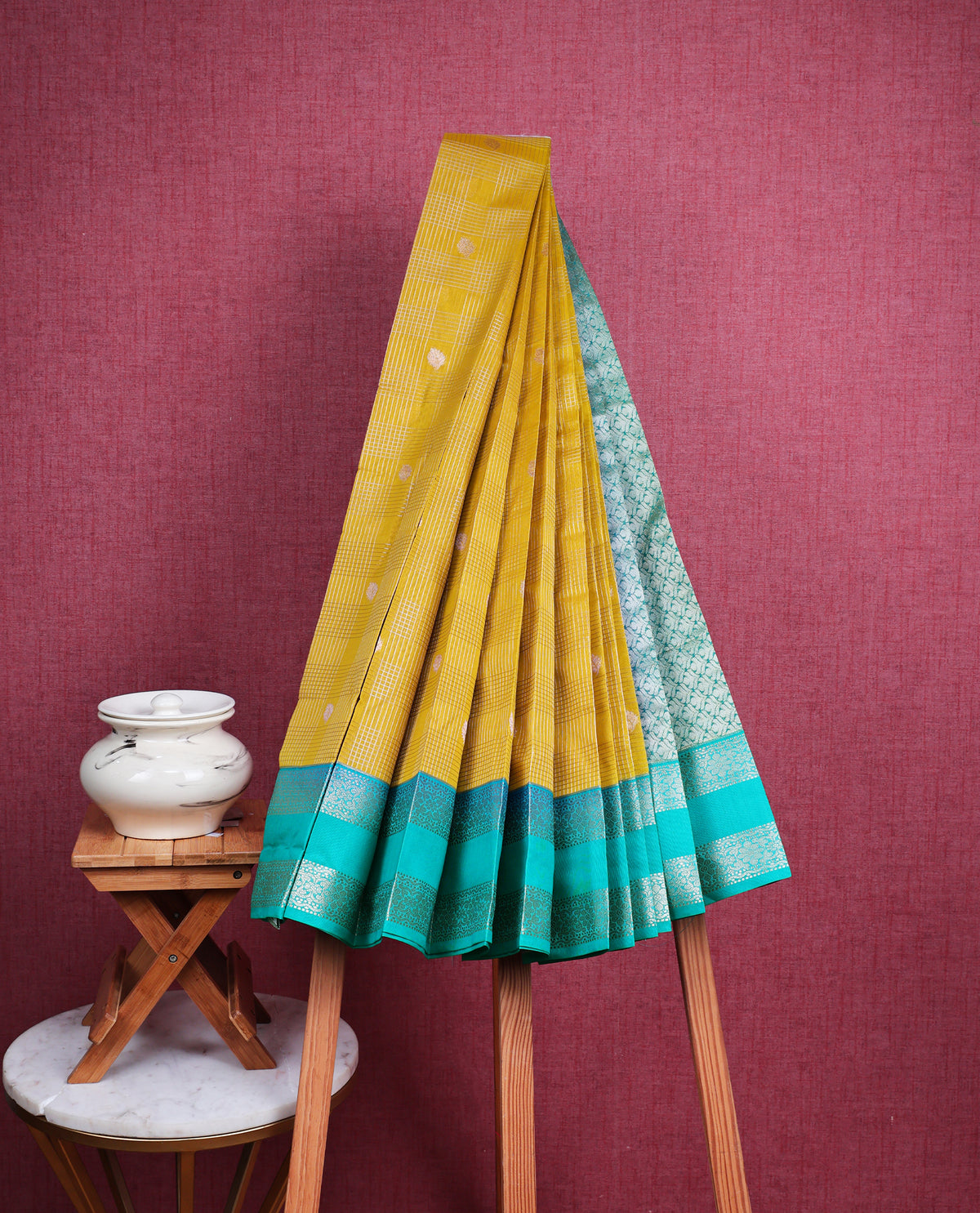 Mustard colour soft silk saree