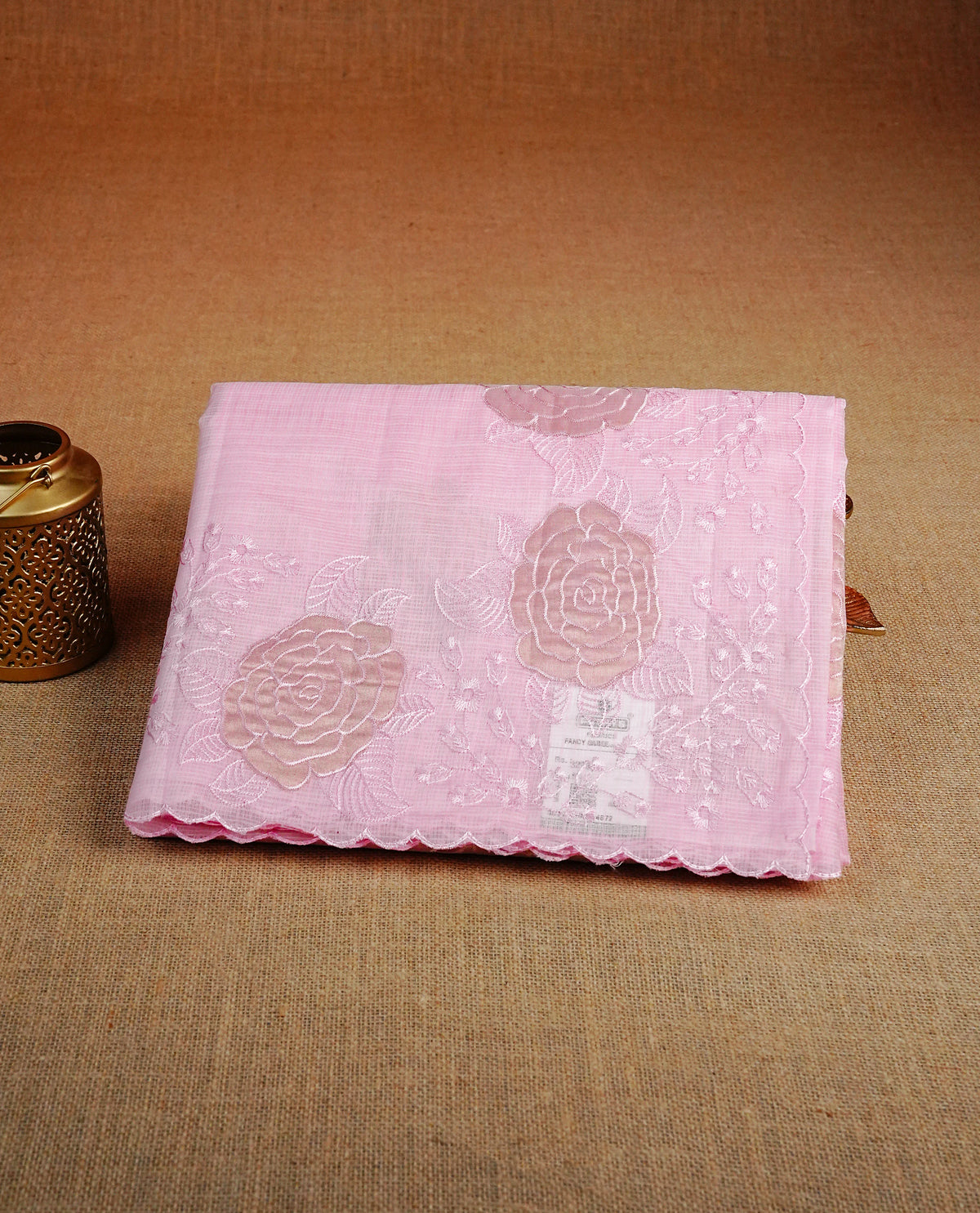 Pastel Pink colour Net Kota Designer saree.