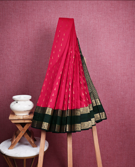 Rani pink colour soft silk saree