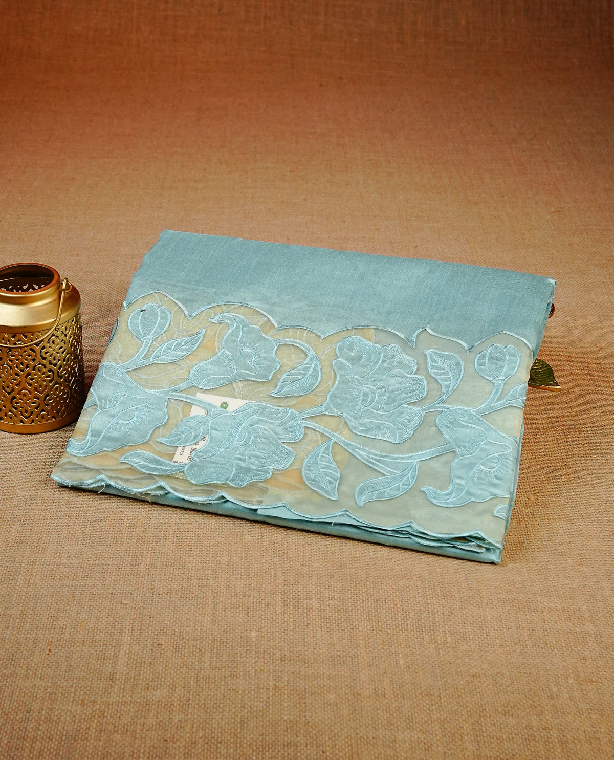 Pastel Blue colour Tussar Designer saree.