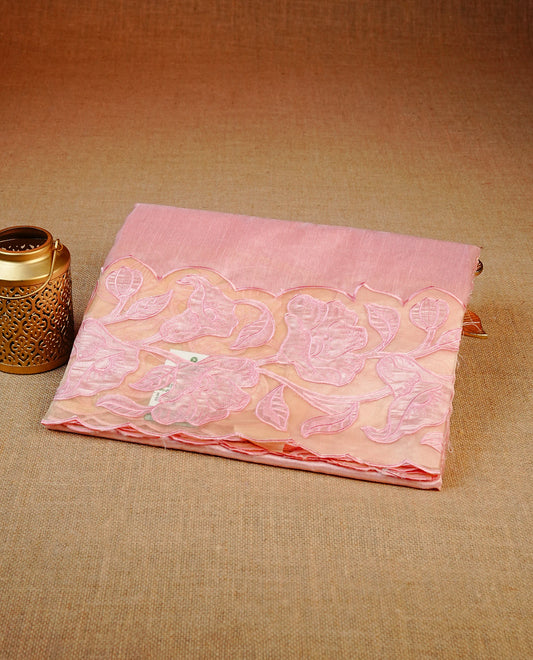 Pastel Pink colour Tussar Designer saree.