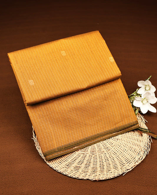Mustard Yellow Colour Silk Cotton Saree
