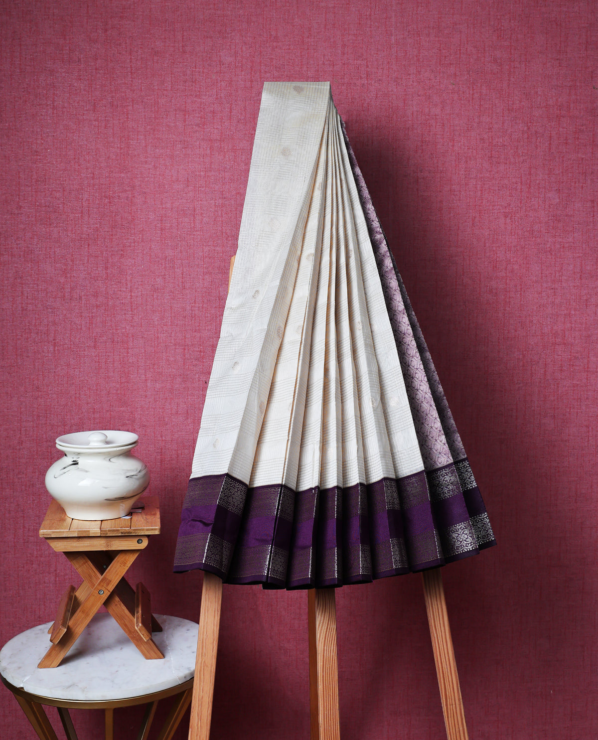 Cream colour soft silk saree