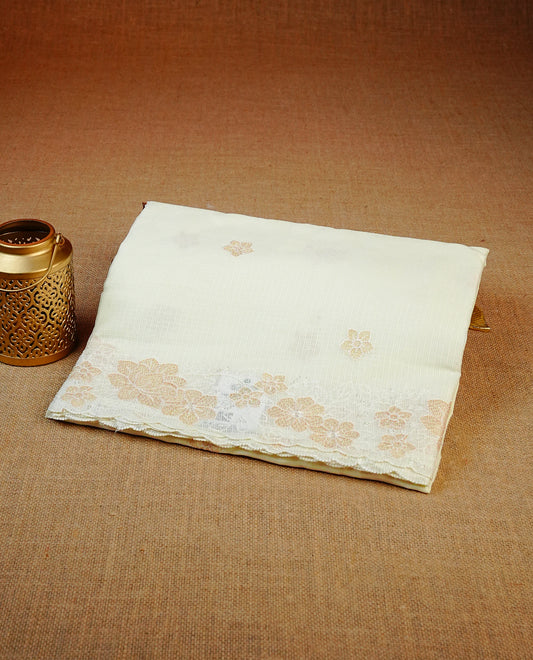 Cream colour Net Kota Designer saree.