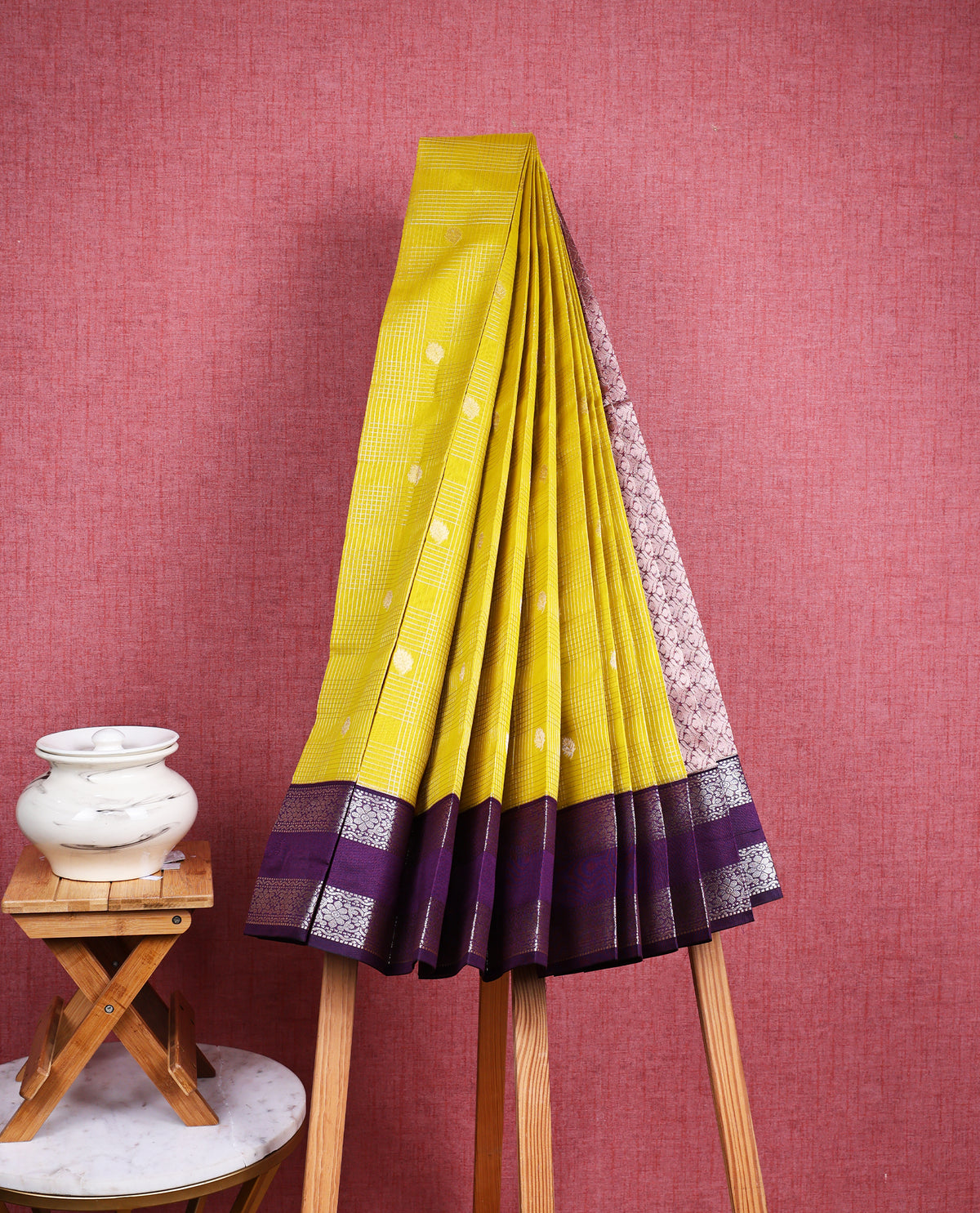 Lime yellow  colour soft silk saree