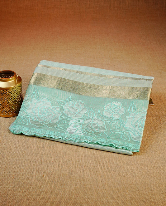 Pastel Aqua colour Net Kota Designer saree.
