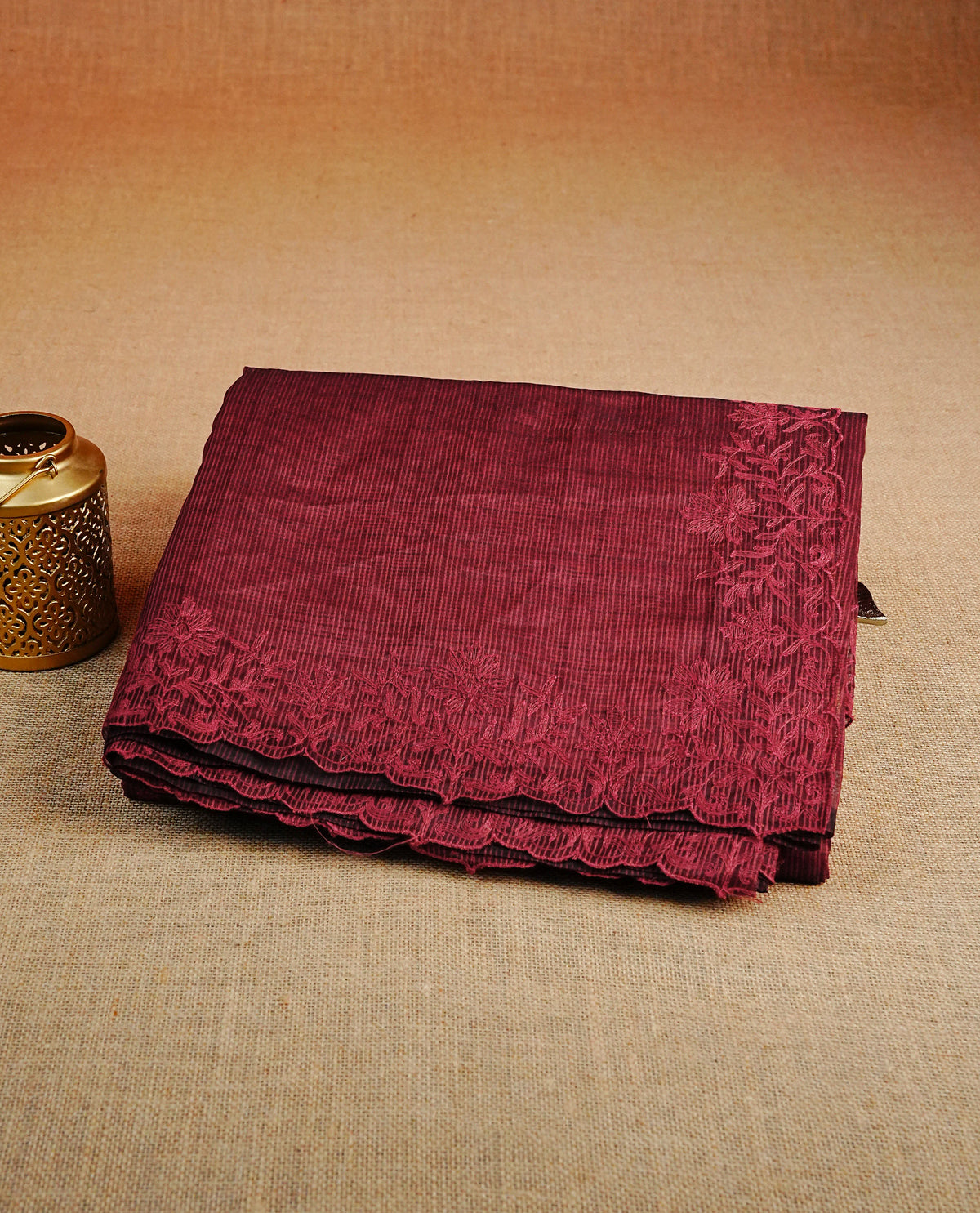 Red colour Net Kota Designer saree.