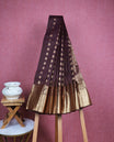 Dark brown colour soft silk saree