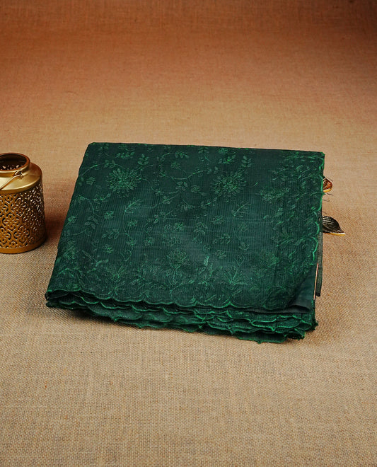 Dark Green colour Net Kota Designer saree.