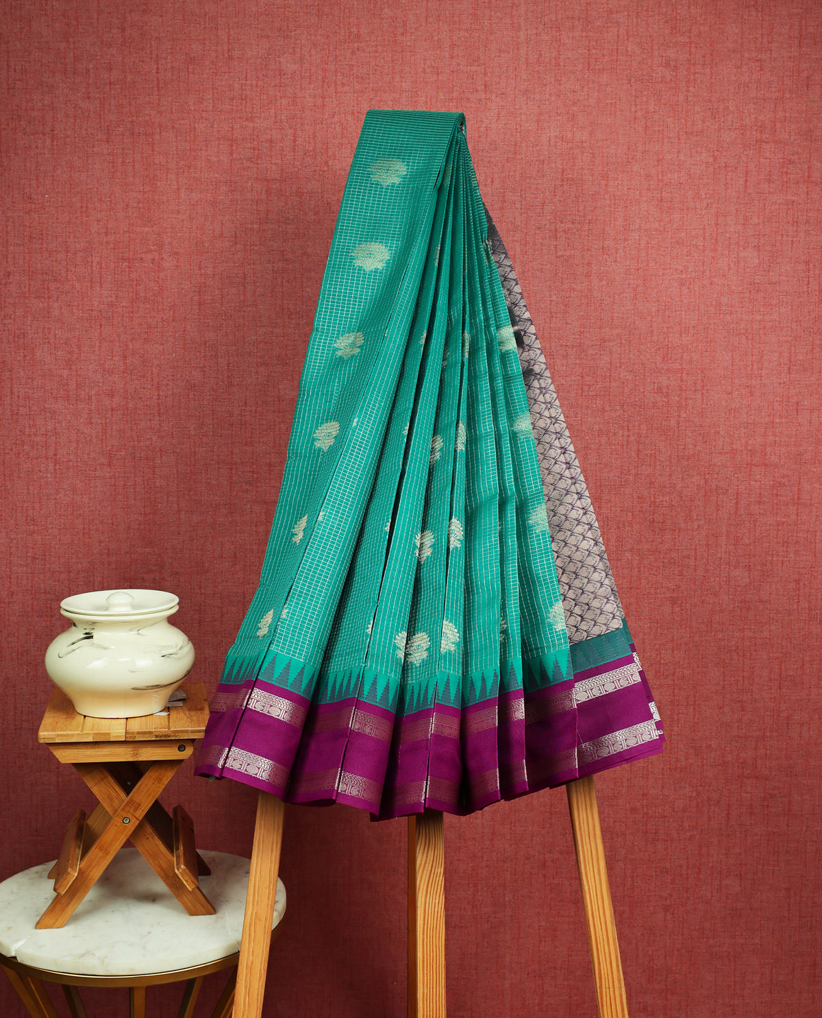 Sea green colour soft silk saree