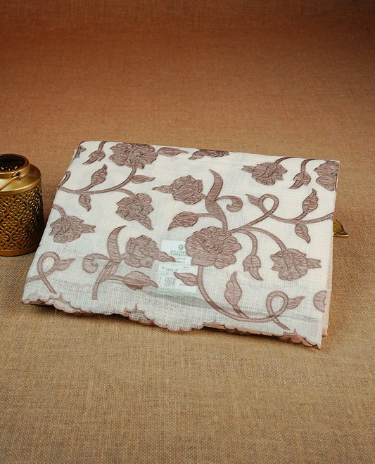 Cream with Rose Gold colour Net Kota Designer saree.