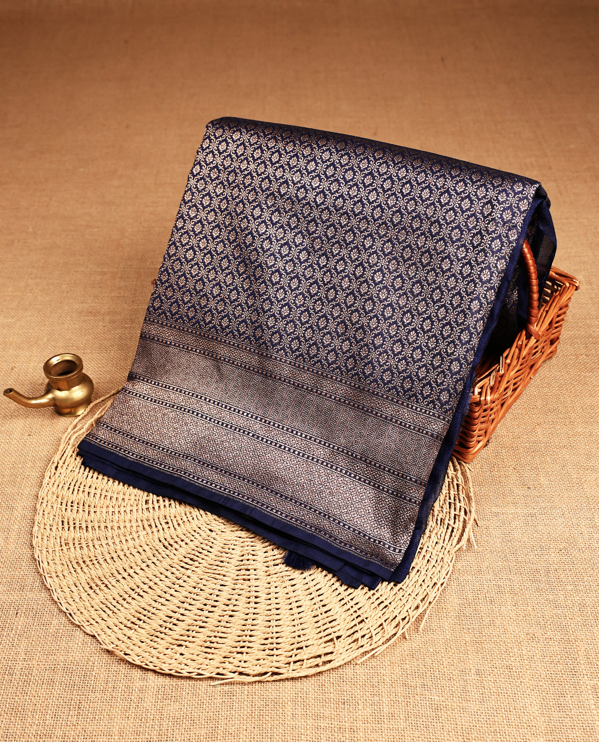 Dark Blue Colour Banaras Katan Silk Saree