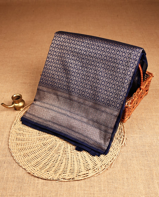 Dark Blue Colour Banaras Katan Silk Saree