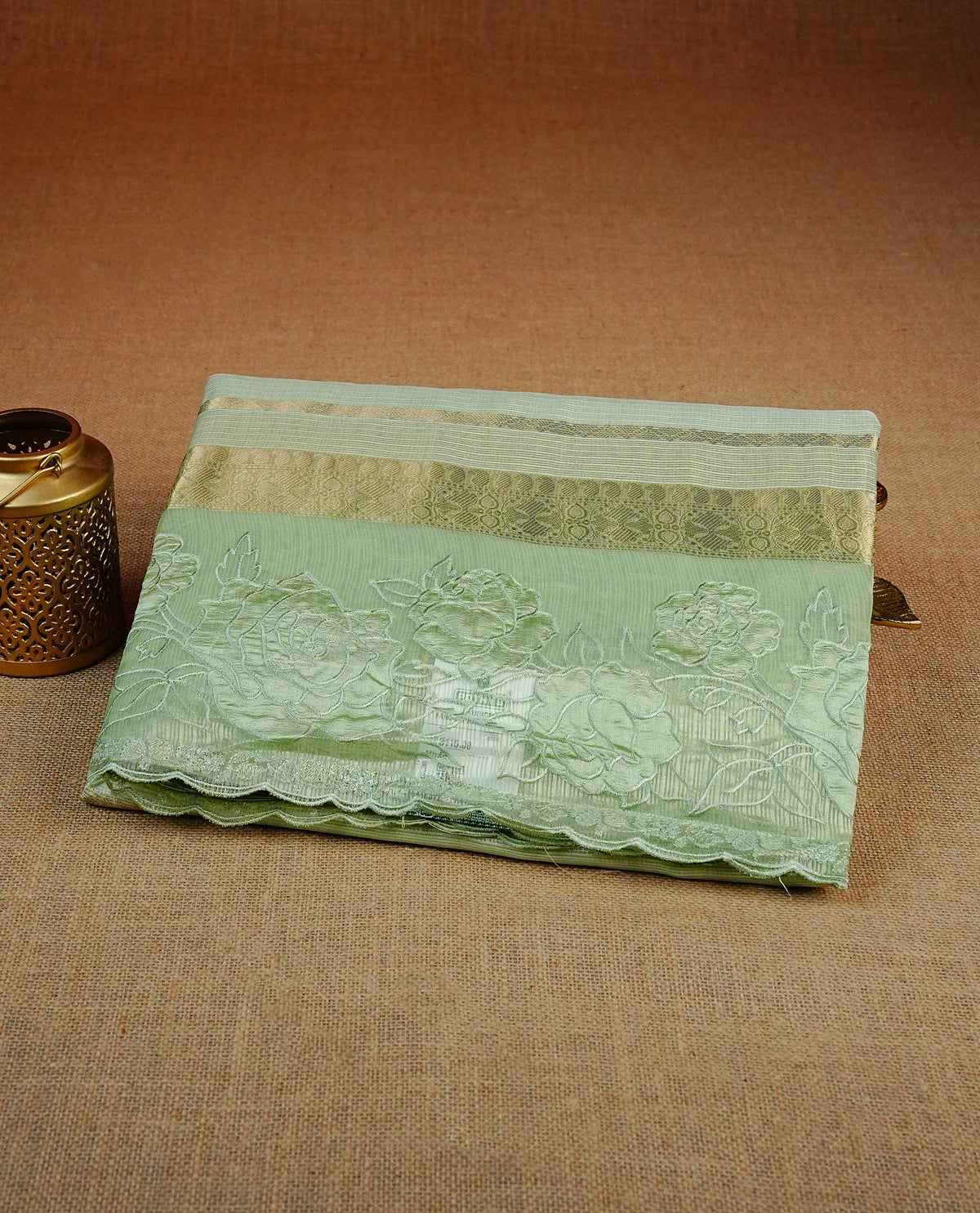 Pastel Green colour Net Kota Designer saree.
