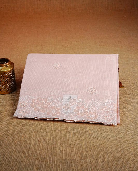 Pastel Pink colour Net Kota Designer saree.