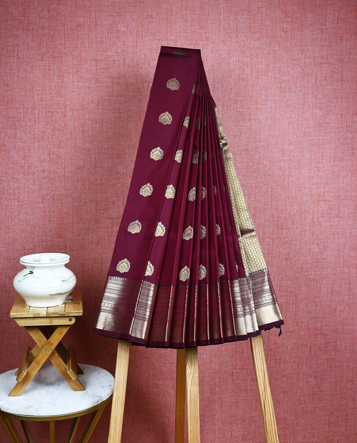 Maroon colour soft silk saree