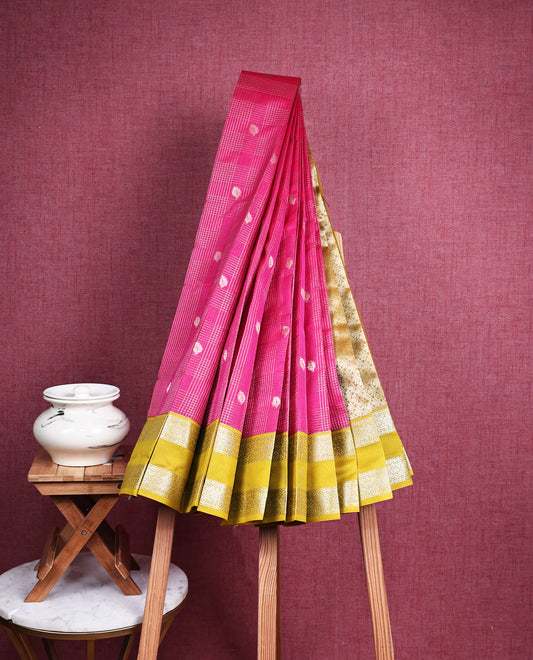 Rani pink colour soft silk saree