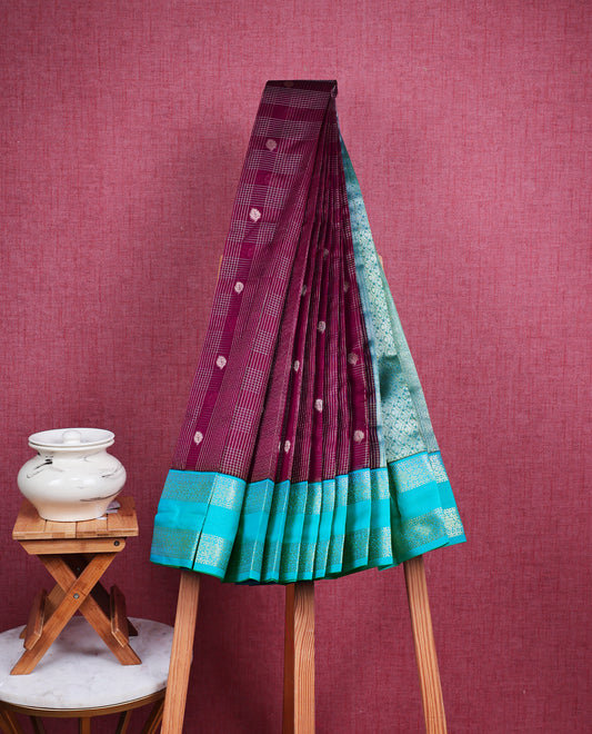 Wine colour soft silk saree