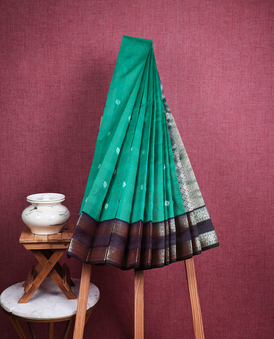 Teal colour soft silk saree