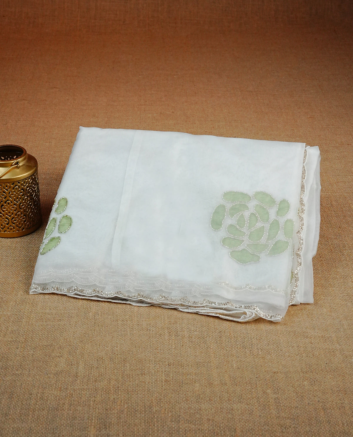 White Colour Net Designer Saree.