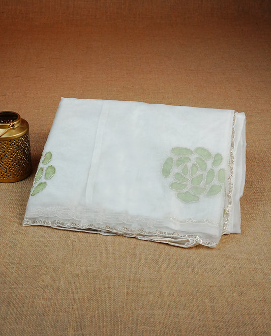 White Colour Net Designer Saree.