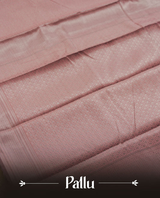 Amber brown colour semi silk saree featuring neem zari Brocade geometric Pattern all over the body, complemented by a Self Colour woven border with detailing, Pallu & blouse.