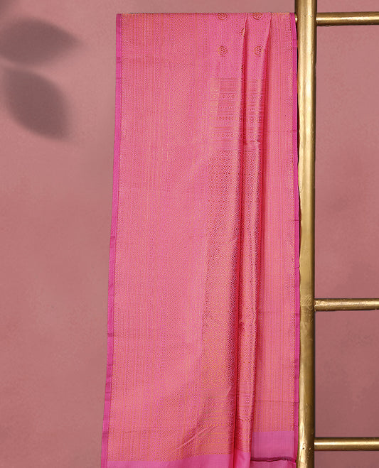 Pink Kancheepuram Silk Brocade Saree having Brocade Body with Self Coloured Brocade Border and Blouse