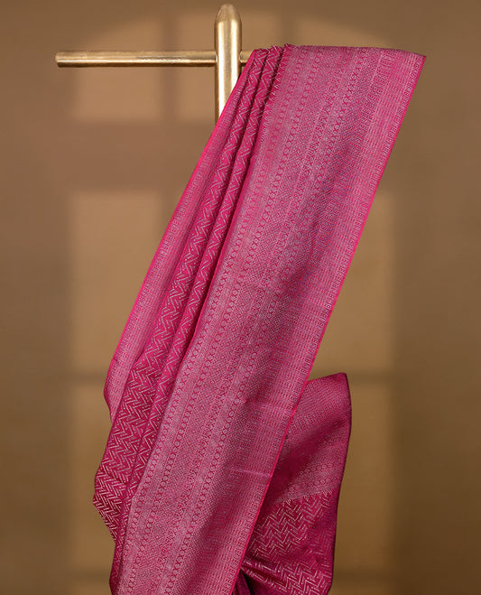 Pink Colour Kancheepuram Wedding Silk Saree having  Zari Work in Body with Brocade Border and Brocade Blouse