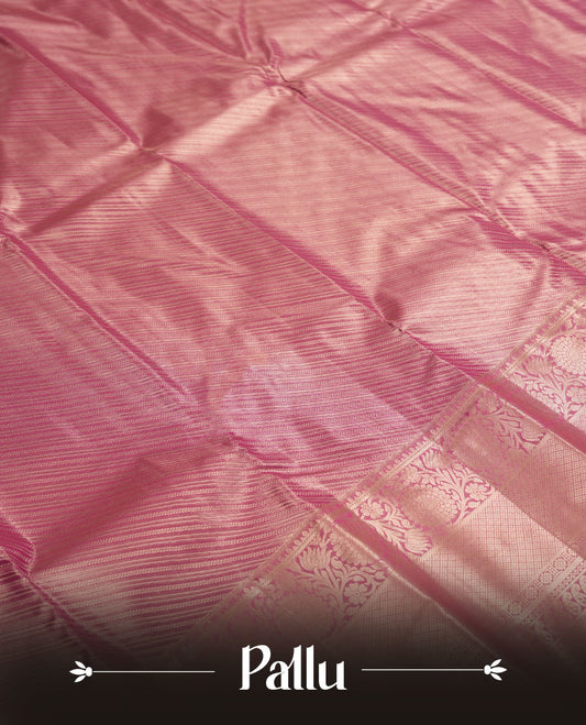 Magenta colour and gold zari Tissue Brocade Saree features intricate line Motifs on body and a traditional border & pallu, paired with matching blouse