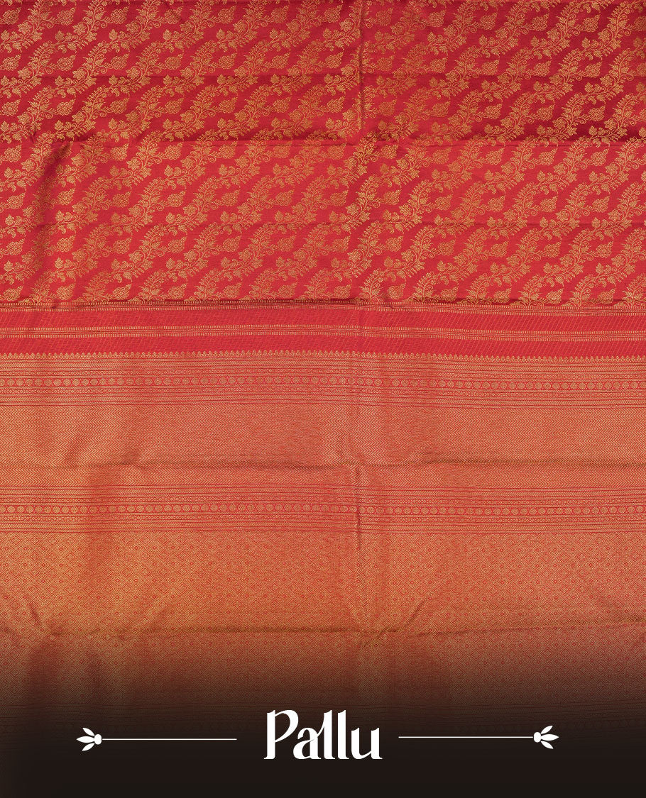 Maroon colour Kanchipuram pattern Manthrakodi saree featuring traditional golden zari cross kodi jacquard pattern all over, traditional peacock motifs on border and self zari jacquard blouse piece.