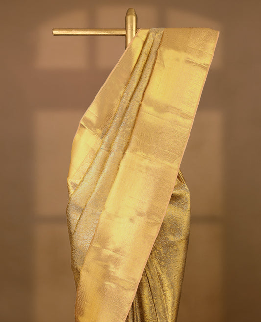 Golden Colour Pure Tissue Wedding Saree having Zari Jaal Body with Self Colour Brocade Border and Blouse