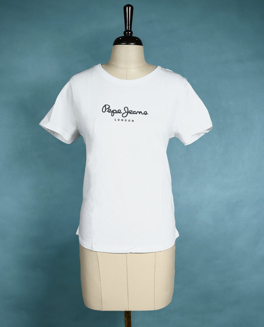 White colour women's T shirt with a classic crew neck, short sleeves, and a relaxed fit, crafted from soft cotton for all-day comfort