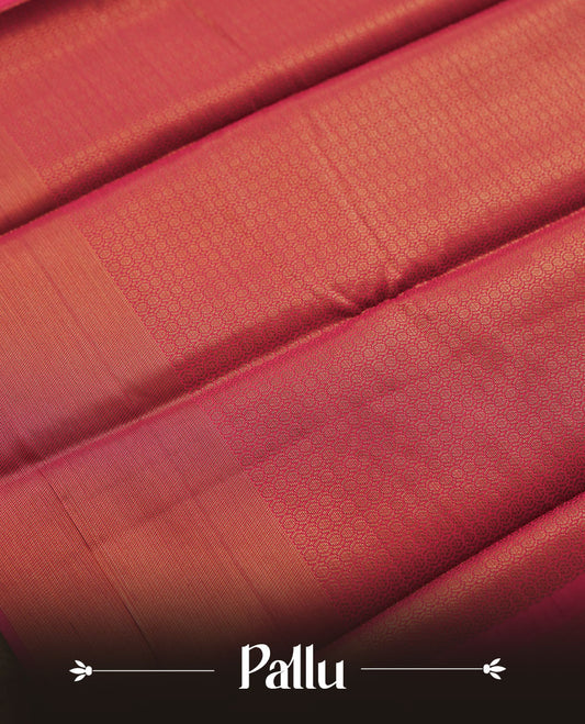 Dark Green colour semi silk saree featuring neem zari Brocade Pattern all over the body, complemented by a Self Colour woven border with detailing with contrast maroon Colour Pallu & blouse.