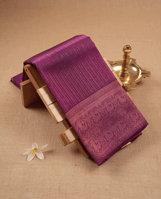 Beetroot Colour Kancheepuram Wedding Silk Saree having Zari Worked Body and Brocade Border with Self Coloured Blouse