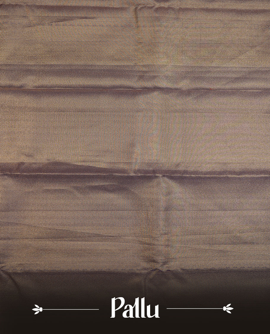 Indigo & gold double shade colour kancheepuram tissue silk saree highlighting gold Geometric zari pattern body, with self colour colour with traditional border and paired with matching blouse.