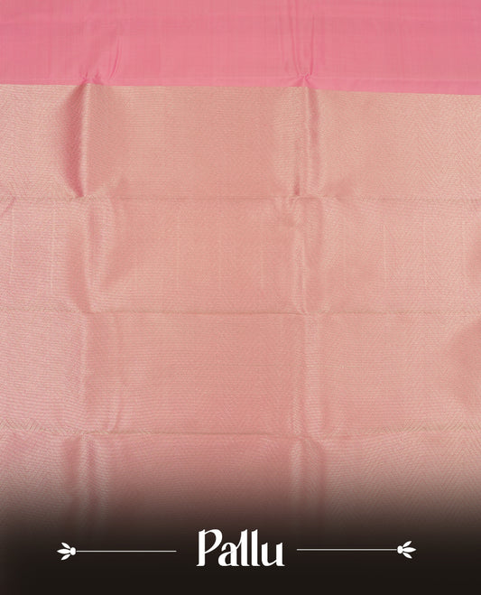 Pink Colour Semi Soft Silk Saree Featuring a Plain Body, Complemented by Silver Zari Pallu & Border and a Matching Blouse Piece
