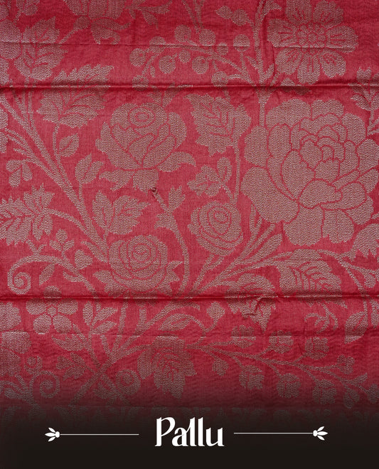 Red colour banaras saree featuring Antique zari kodi pattern on body, complemented by Zari pattern on self colour border, comes with matching blouse piece.