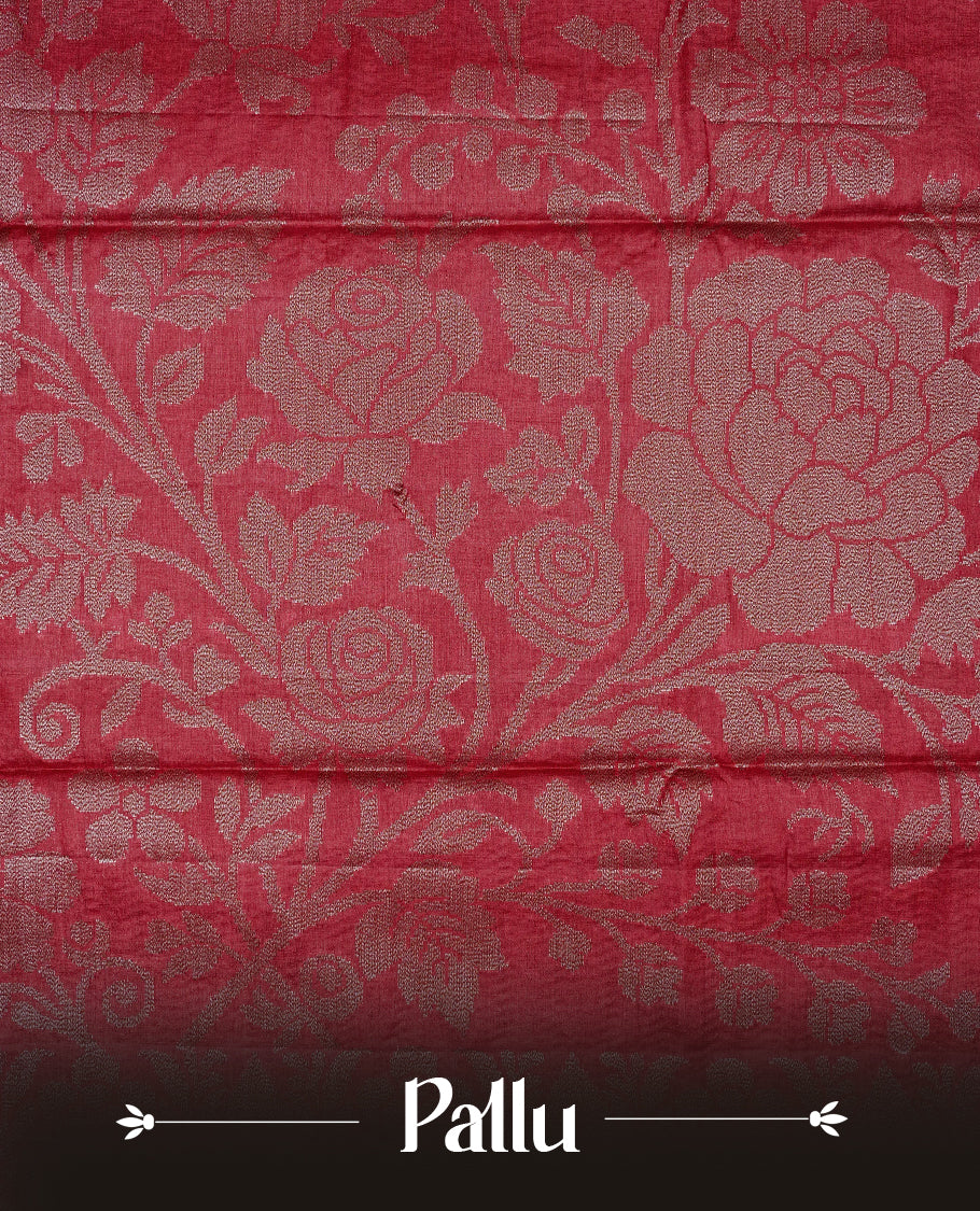 Red colour banaras saree featuring Antique zari kodi pattern on body, complemented by Zari pattern on self colour border, comes with matching blouse piece.