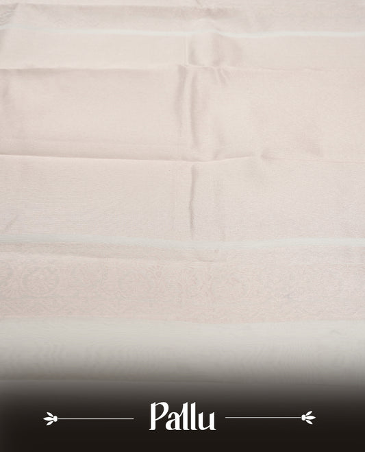 Cream Silk Cotton Saree with Subtle Woven Texture, Plain Unembellished Body, Paired with Matching Plain Blouse Piece