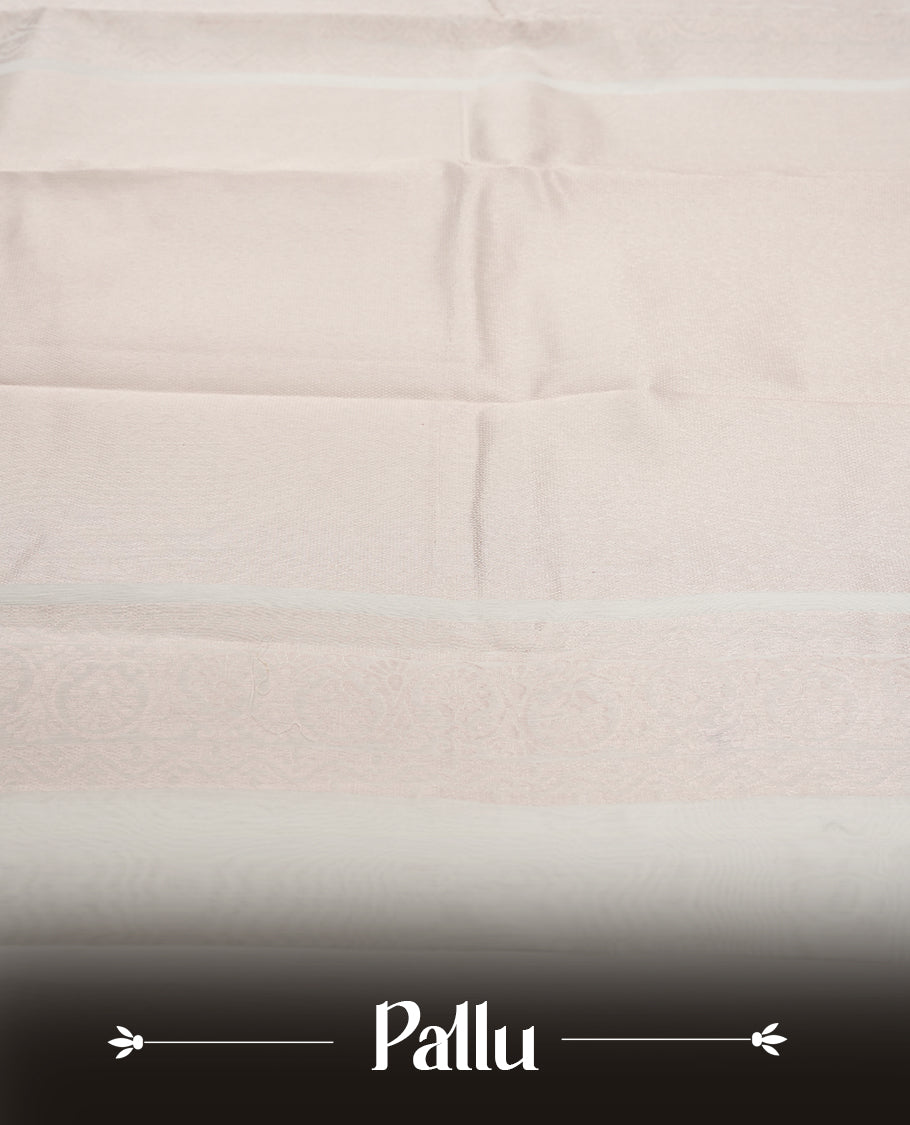 Cream Silk Cotton Saree with Subtle Woven Texture, Plain Unembellished Body, Paired with Matching Plain Blouse Piece