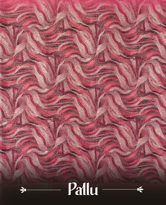 Magenta Pink Colour semi Silk Saree with Silver Circular Butta Motifs, Uniquely Textured Multitone Pallu, Tassel Detailing, and Matching Blouse Piece