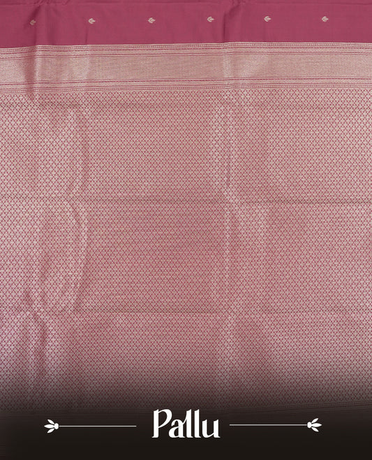 twilight lavender colour semi soft silk saree featuring a gold colour textured patterned body, complemented by self coloured golden motifes on pallu & border and a matching blouse piece.