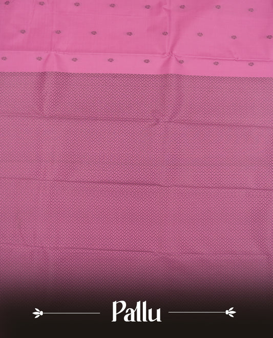 Mulberry colour semi soft silk saree featuring a gray textured patterned body, complemented by self coloured gray colour motifes on pallu & border and a matching blouse piece.