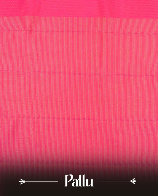 Rouge pink colour semi soft silk saree featuring a golden textured patterned body, complemented by self coloured pallu & border and a matching blouse piece.