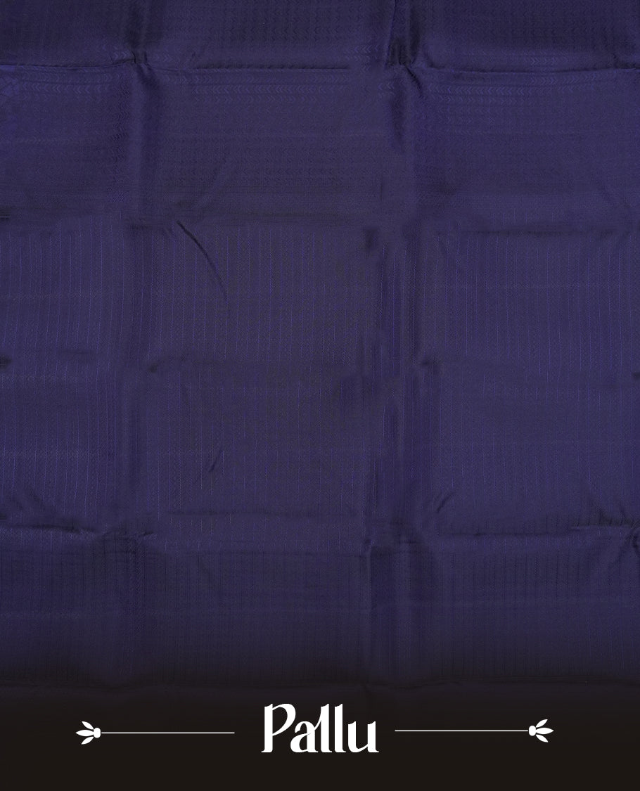 Dark blue colour semi soft silk saree featuring a self coloured textured patterned body, complemented by self coloured tiny diamond motifes on pallu & border and a matching blouse piece.