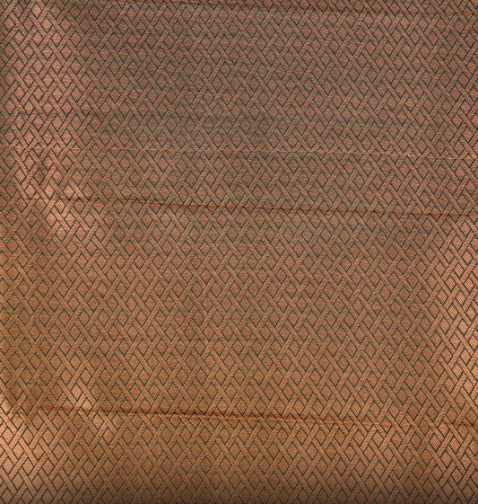 Rust Orange colour Semi silk saree Featuring gold zari motifs on body, complemented by contrast Maroon colour with gold zari border, paired with matching blouse piece.