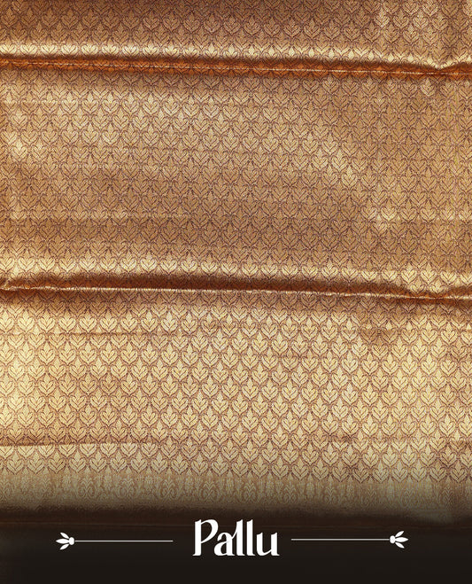 Black & Gold colour Double shade Semi tissue silk saree featuring self color kodi pattern on body, self colour with Fancy border, paired with matching.