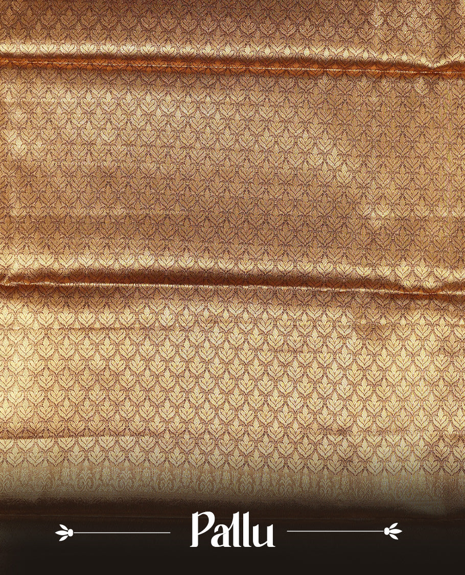 Black & Gold colour Double shade Semi tissue silk saree featuring self color kodi pattern on body, self colour with Fancy border, paired with matching.