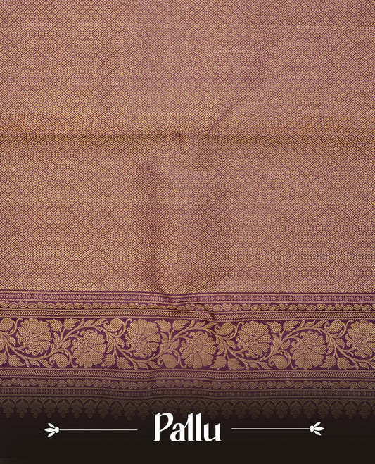 Pinkish grey colour traditional kancheepuram silk saree