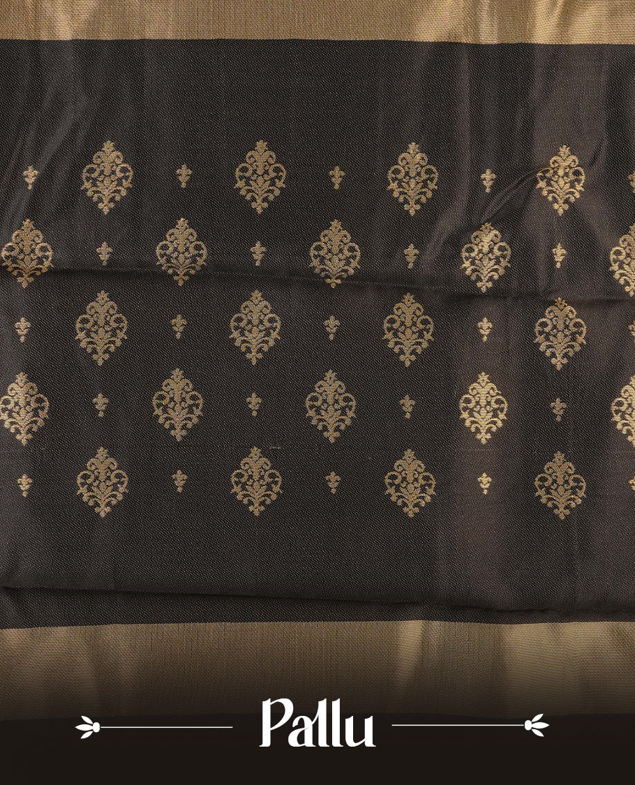 Off White colour soft silk saree with contrast Black border.